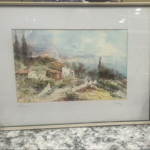 Scenic Landscape Art Print with Gold Frame